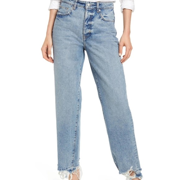 LOVERS FRIENDS Ryan High Waist Chew Hem Straight Leg Jeans